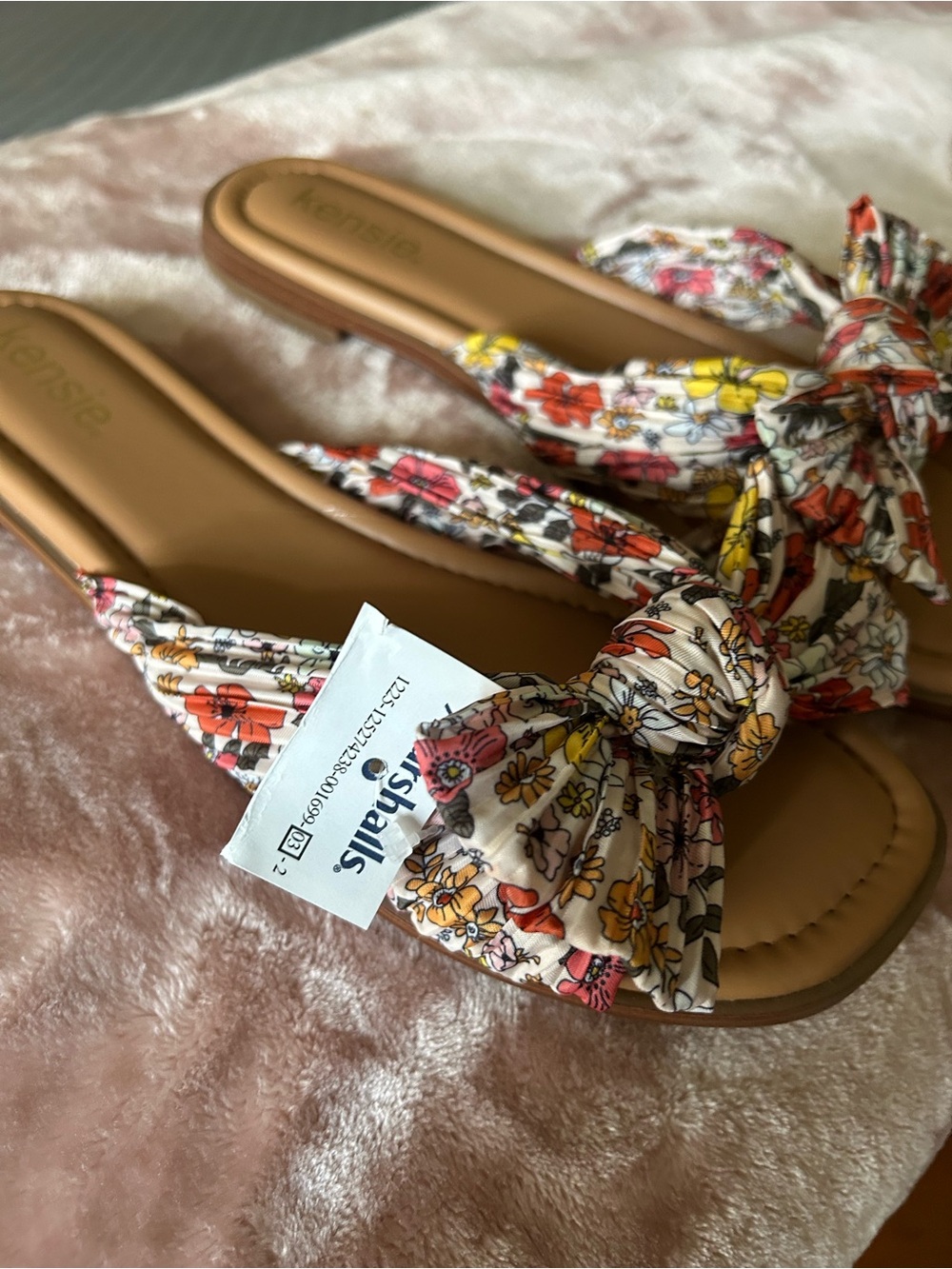 Kensie Floral Knot Slide Mules - White, Red, Yellow, Brown